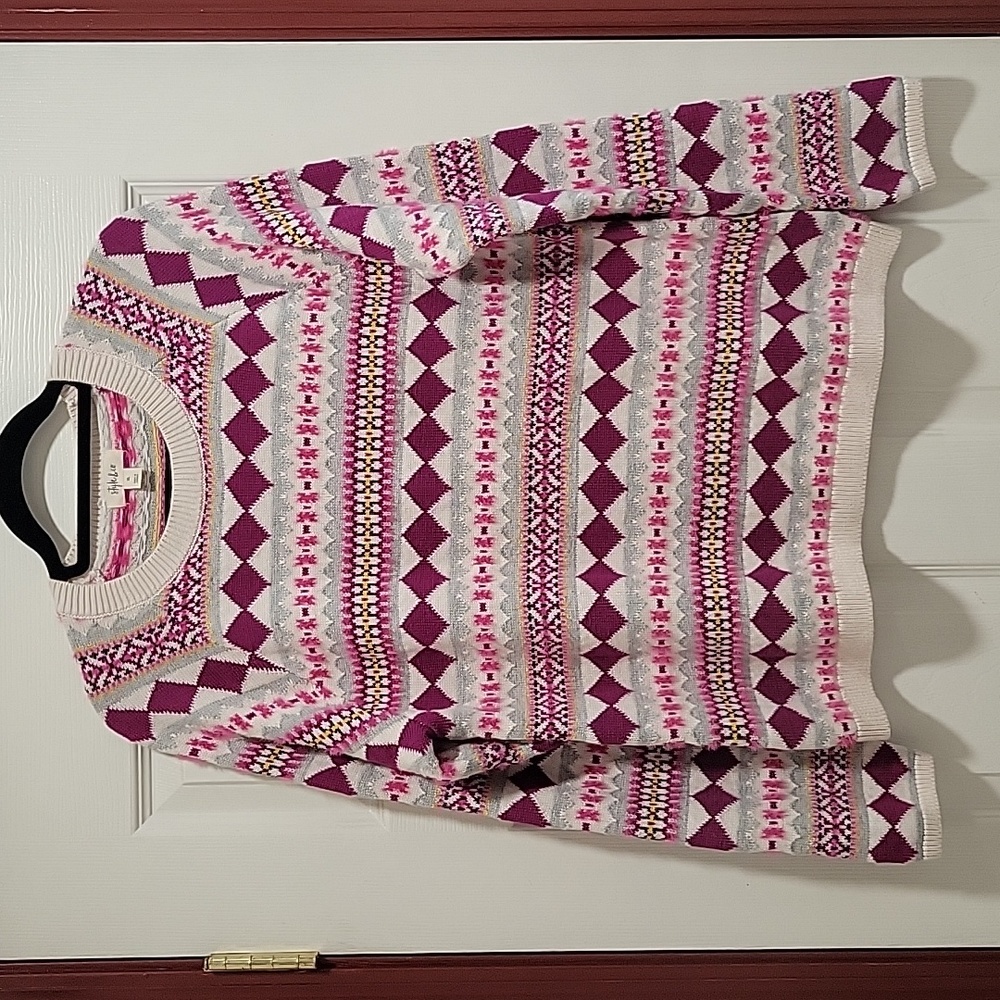 $5 SALE Style & Co Pink Mix Geo Sweater - Picture 2 of 3